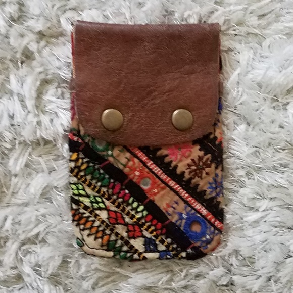 Boho Tapestry & Leather Card Holder - Picture 1 of 3